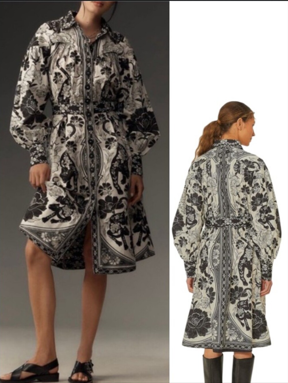 Farm Rio Flower Leopards Collarneck Midi Dress - Picture 7 of 16